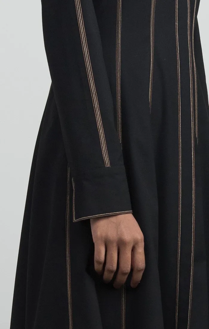 Structured Dress with Contrast Top-stitching