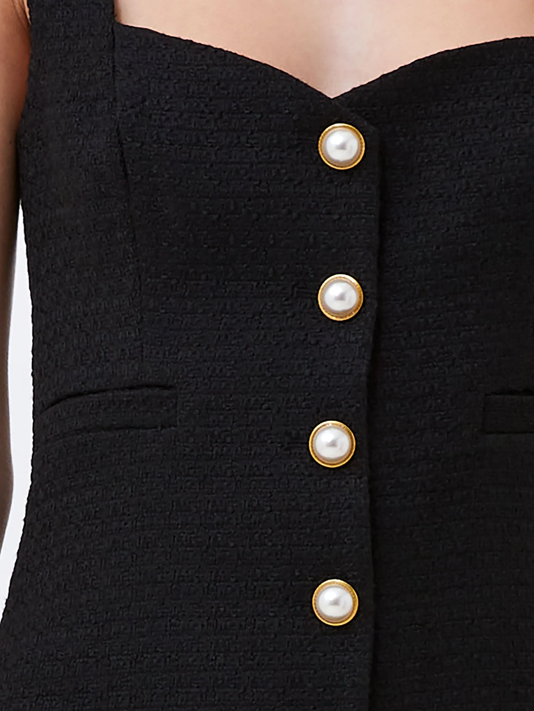 Structured Tweed Button Front Dress