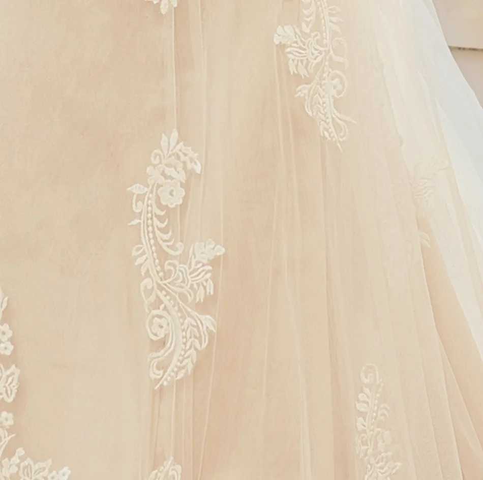 Stunning Illusion Lace Bateau Neckline With Cap Sleeve Wedding Gown