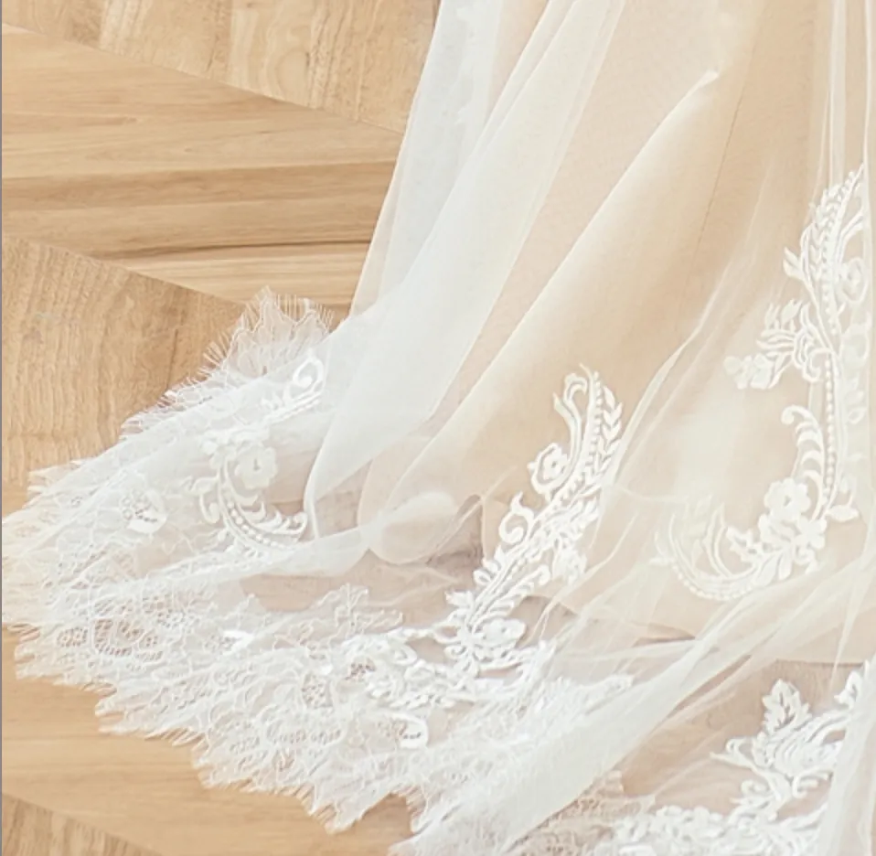Stunning Illusion Lace Bateau Neckline With Cap Sleeve Wedding Gown