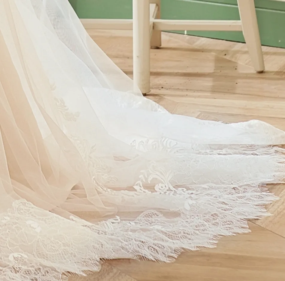 Stunning Illusion Lace Bateau Neckline With Cap Sleeve Wedding Gown