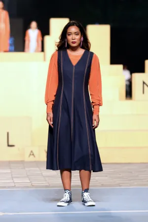 Tailored Dress with Contrast-stitch Detail