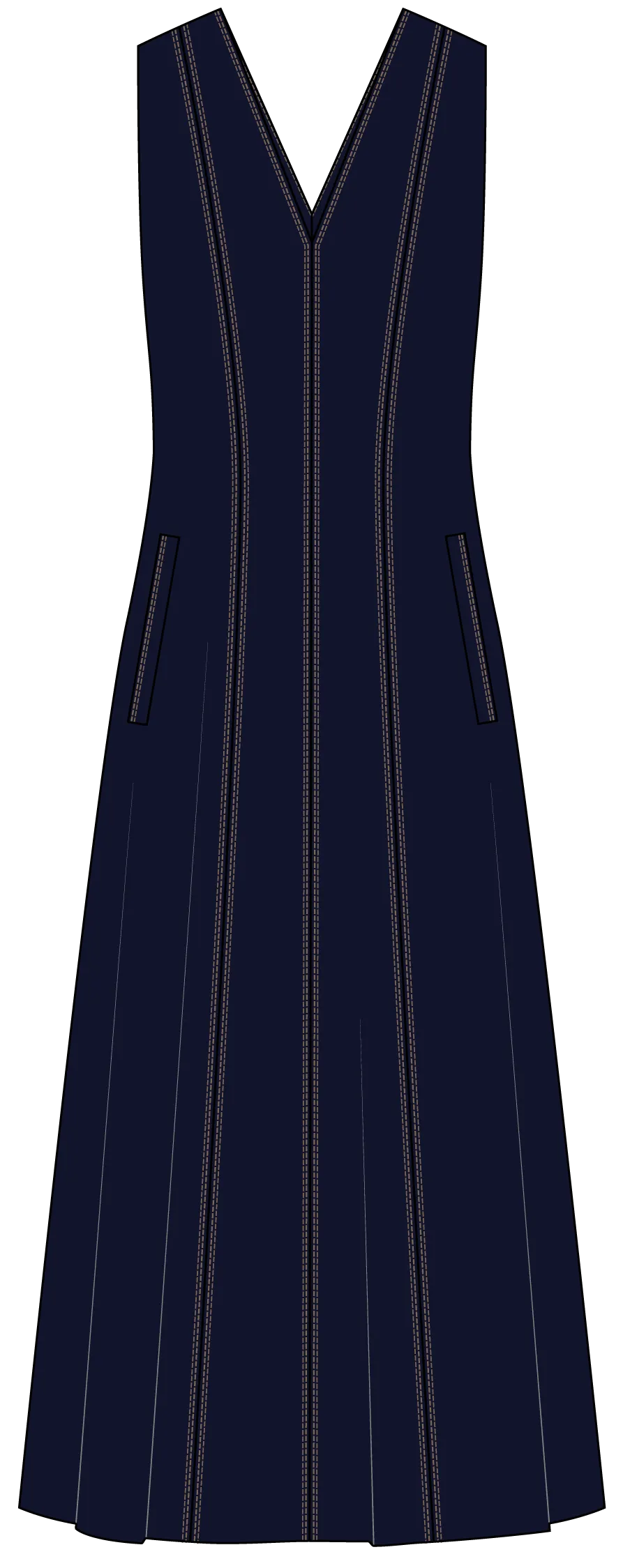 Tailored Dress with Contrast-stitch Detail