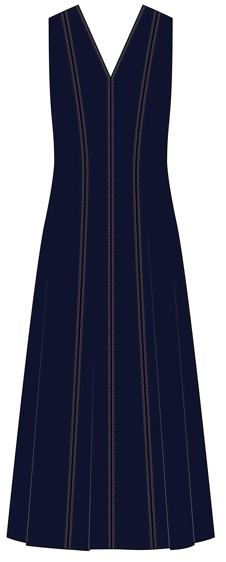 Tailored Dress with Contrast-stitch Detail