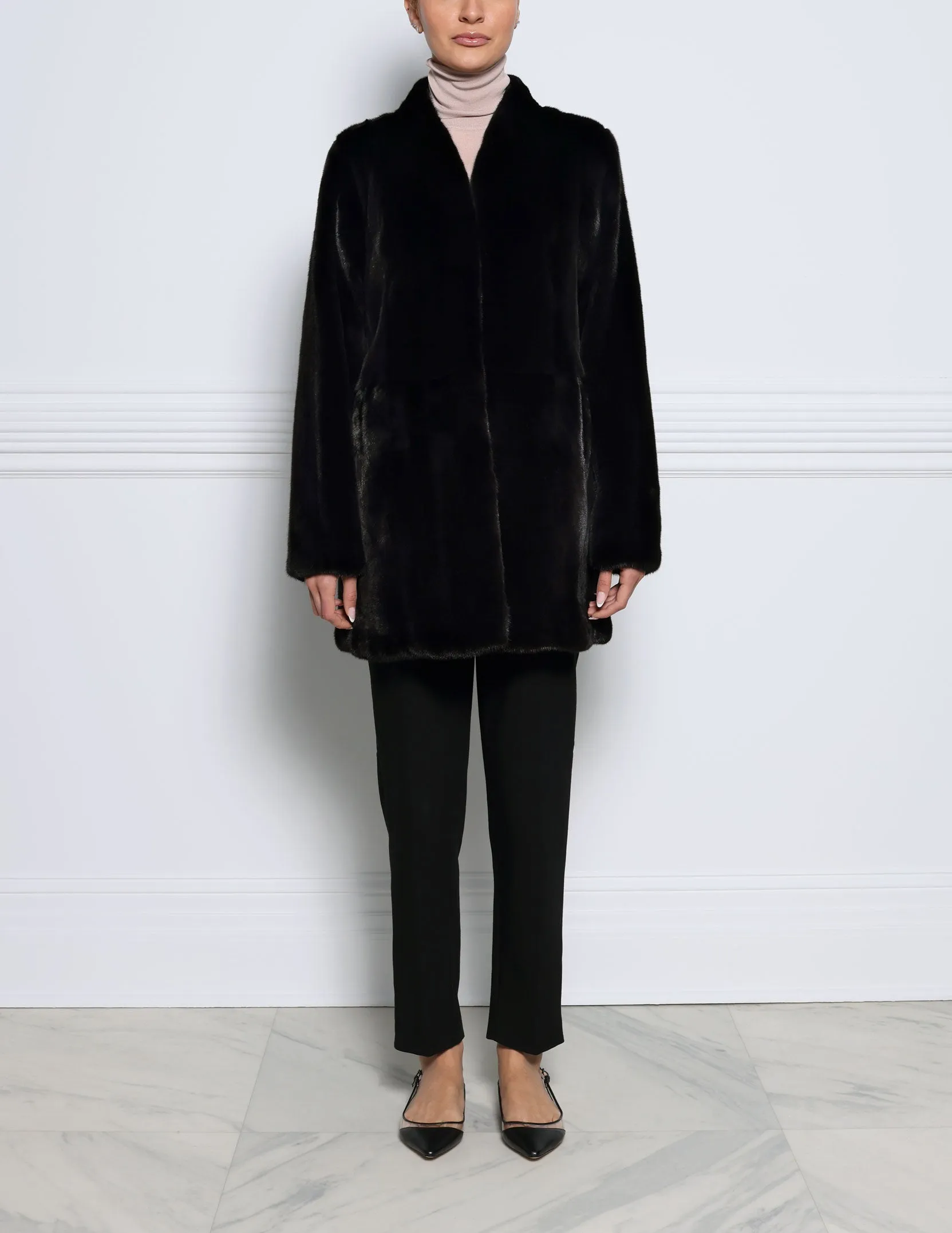 The Harper Black Mink Fur Coat