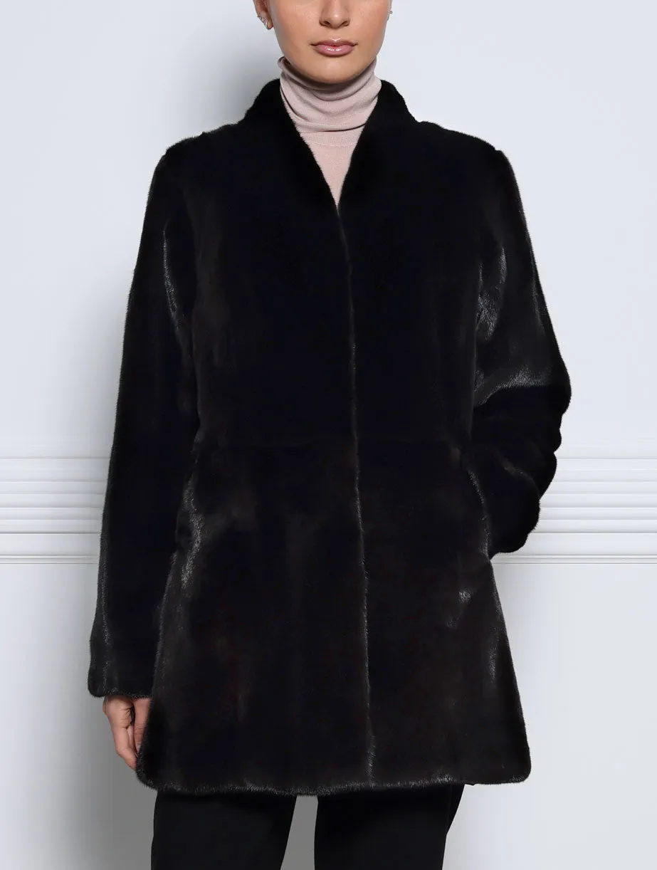 The Harper Black Mink Fur Coat