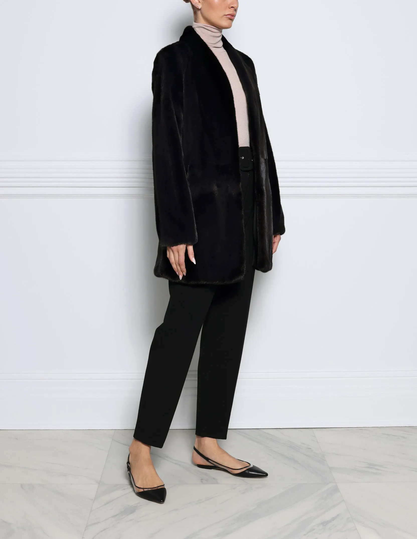 The Harper Black Mink Fur Coat