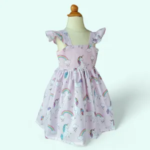 Unicorn dress, Rainbows - Unicorn girl dress, Birthday dress, Unicorns pink sundress for girls