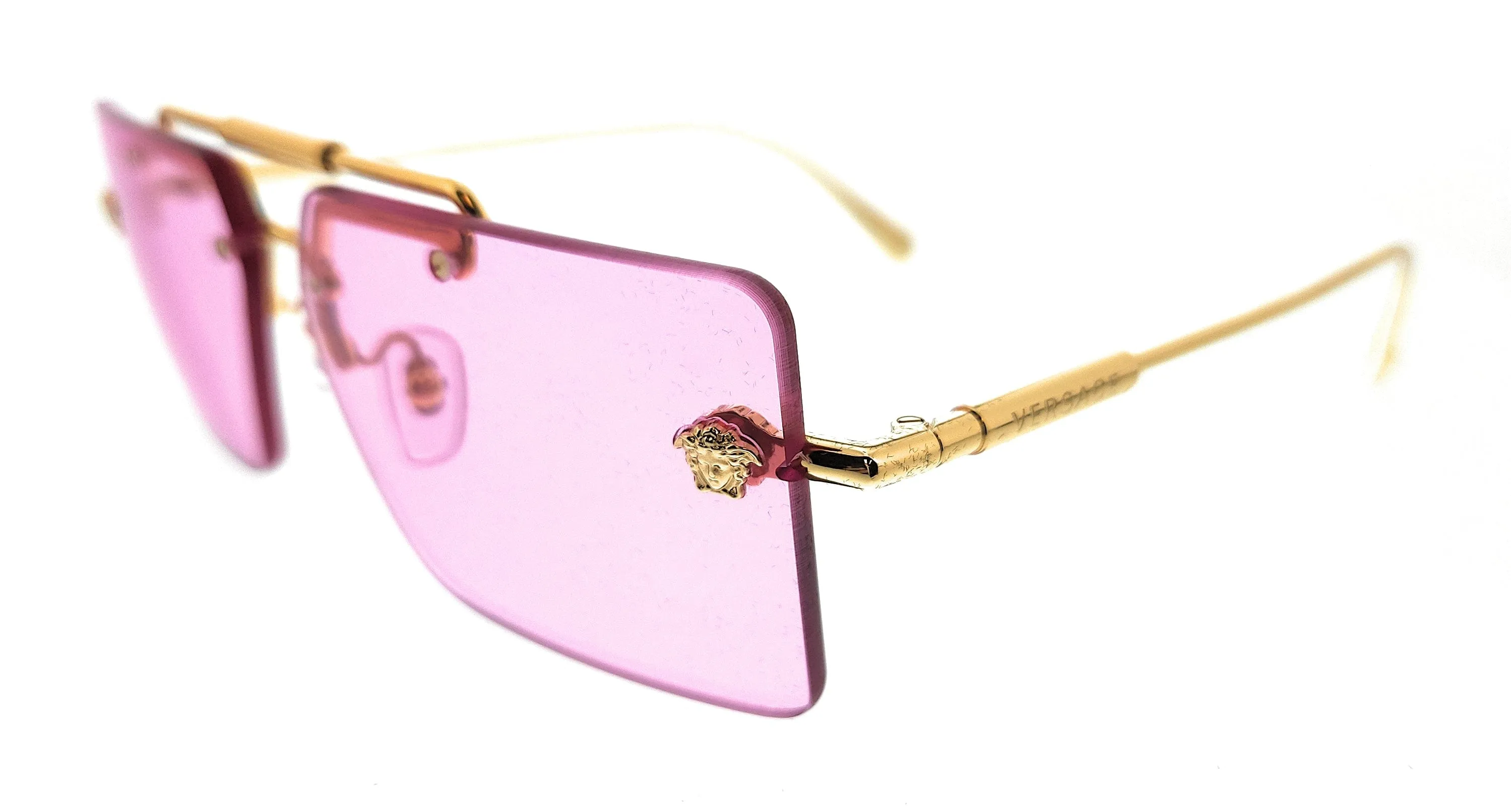Versace 0VE2245 1002/5 Rimless Gold Rectangular Sunglasses