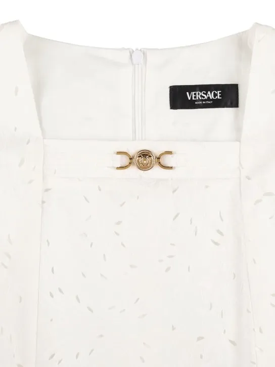 Versace   Barocco poplin eyelet lace dress 