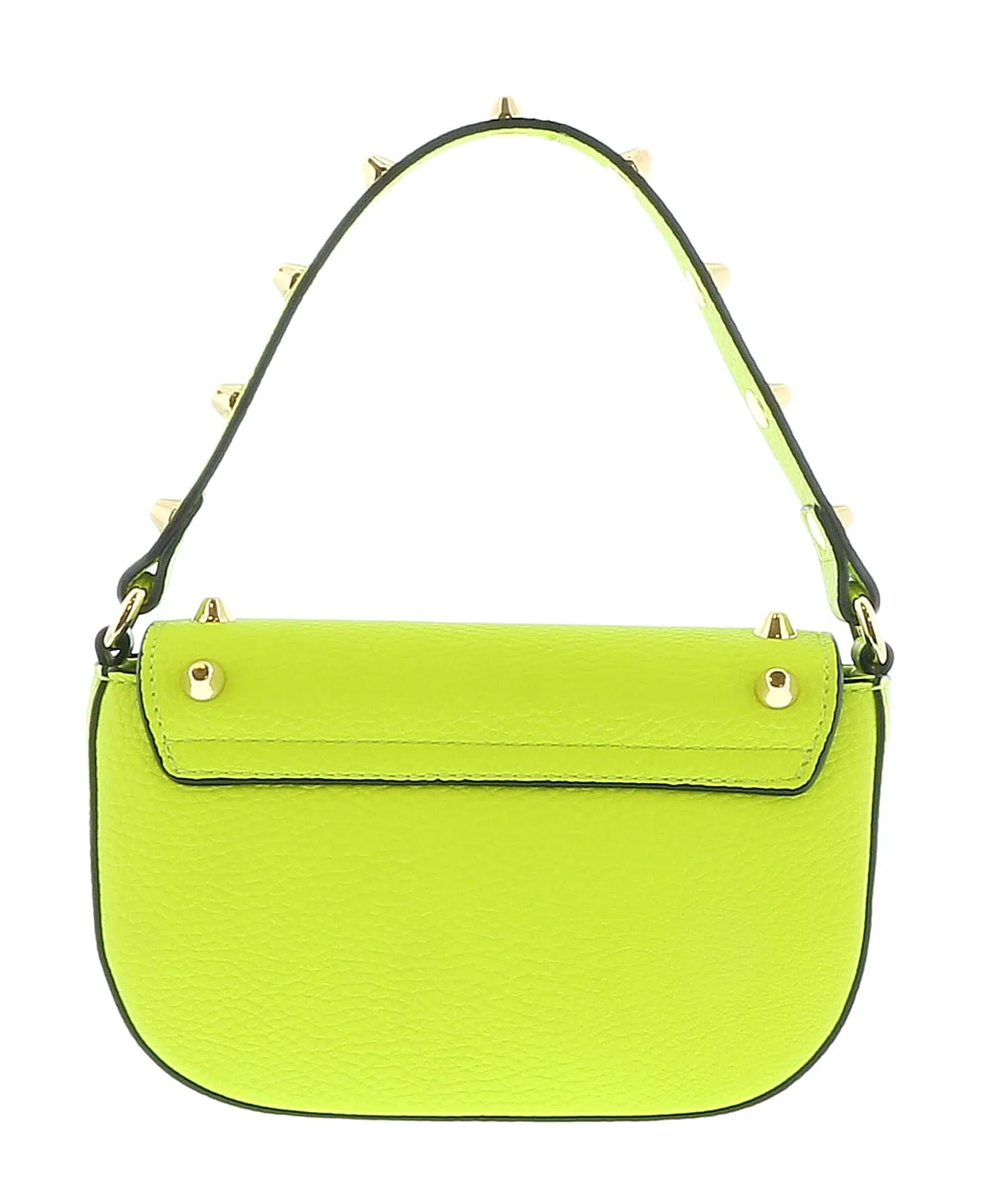 Versace Jeans Couture Lime Structured Riveted Shoulder Bag