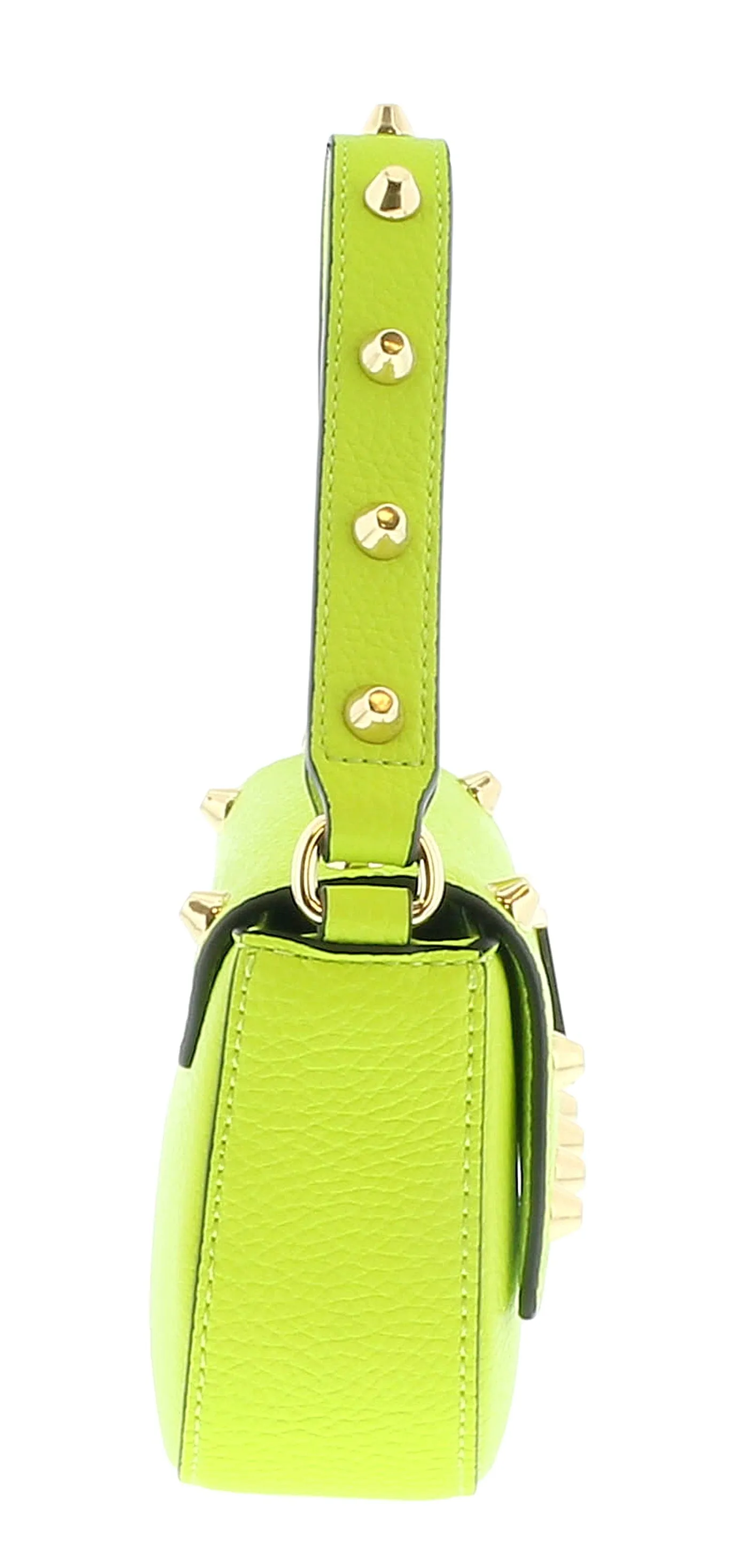 Versace Jeans Couture Lime Structured Riveted Shoulder Bag