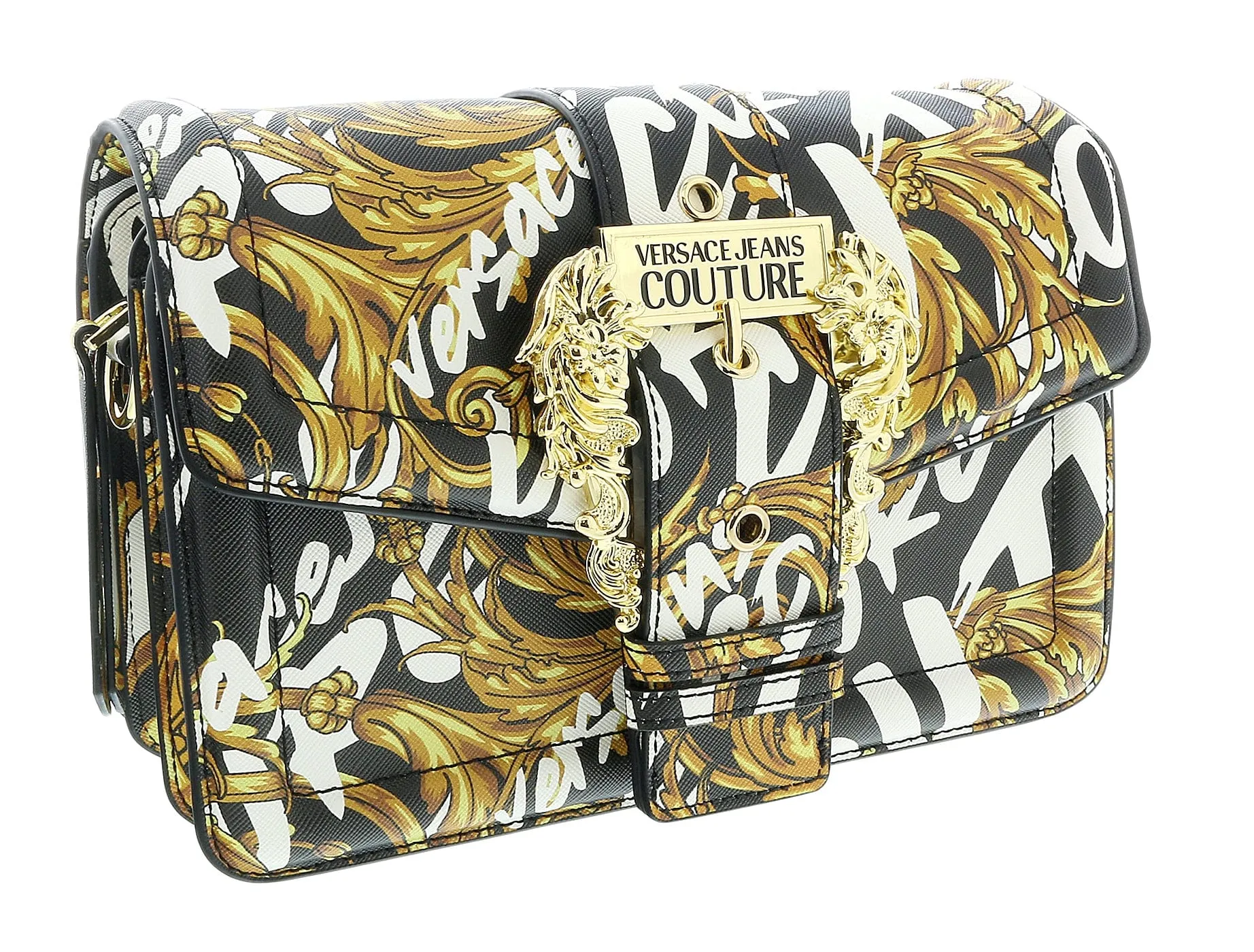 Versace Jeans Couture Small Black/Gold Baroque Buckle Shoulder bag