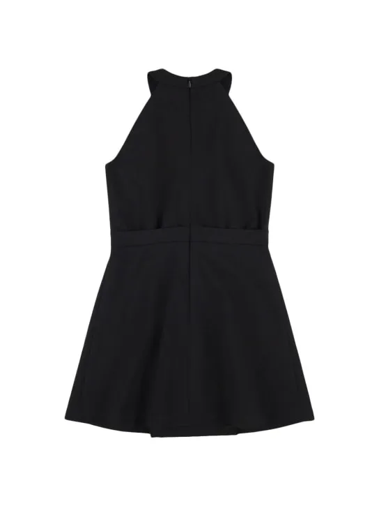 Versace   Sleeveless jersey dress w/ logo buckle 