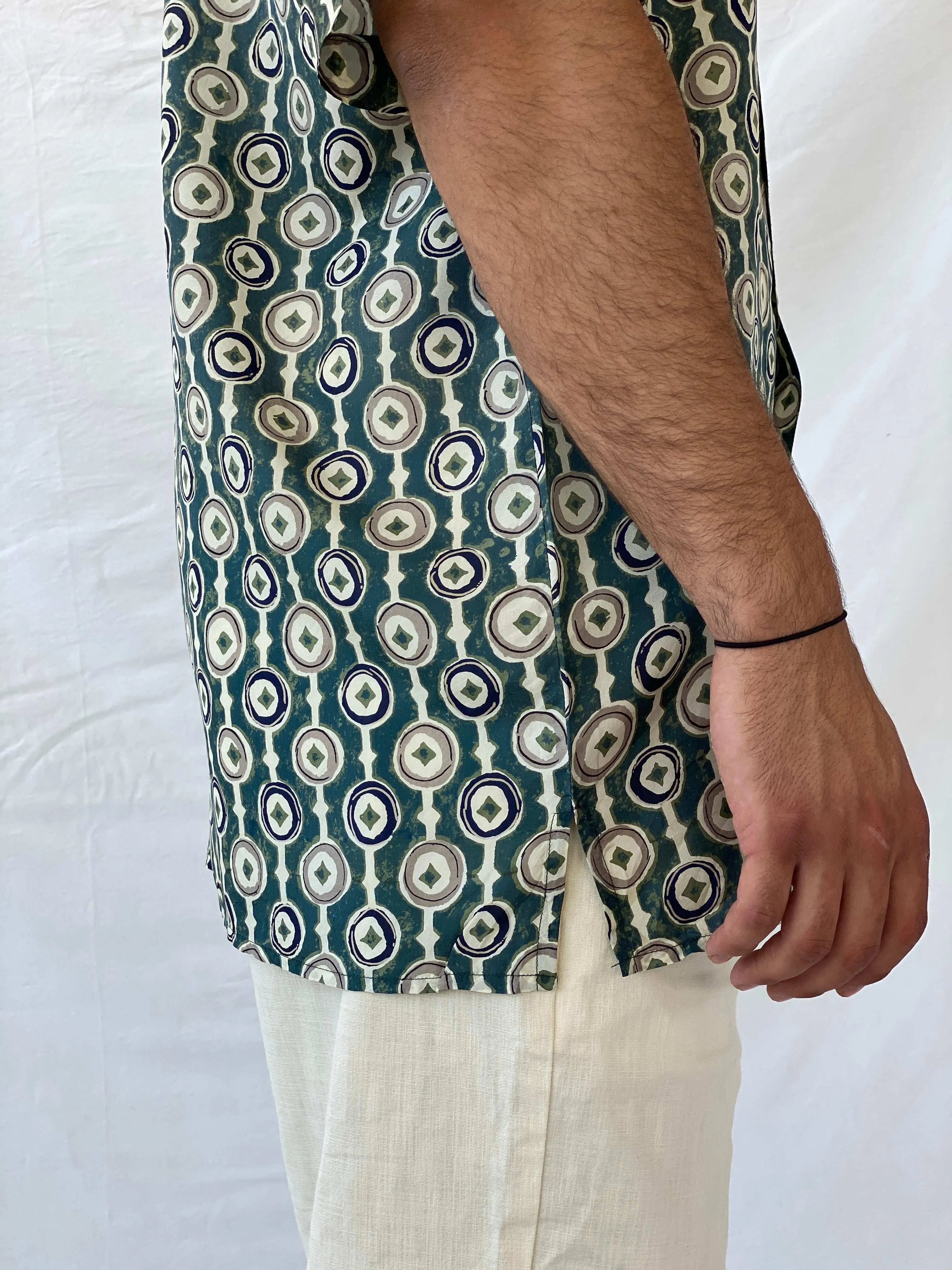 Vintage 90s Robert Stock Half Sleeve Silk Shirt - L