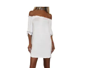 White Off Shoulder Dress - The Ibiza