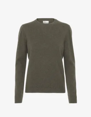 Women Light Merino Wool Crew - Dusty Olive