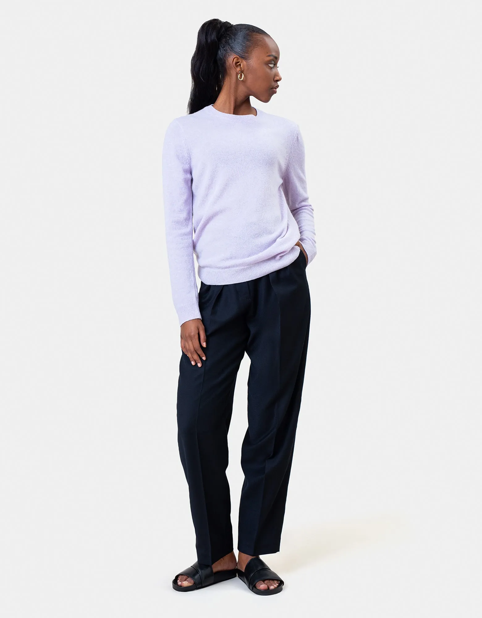 Women Light Merino Wool Crew - Dusty Olive