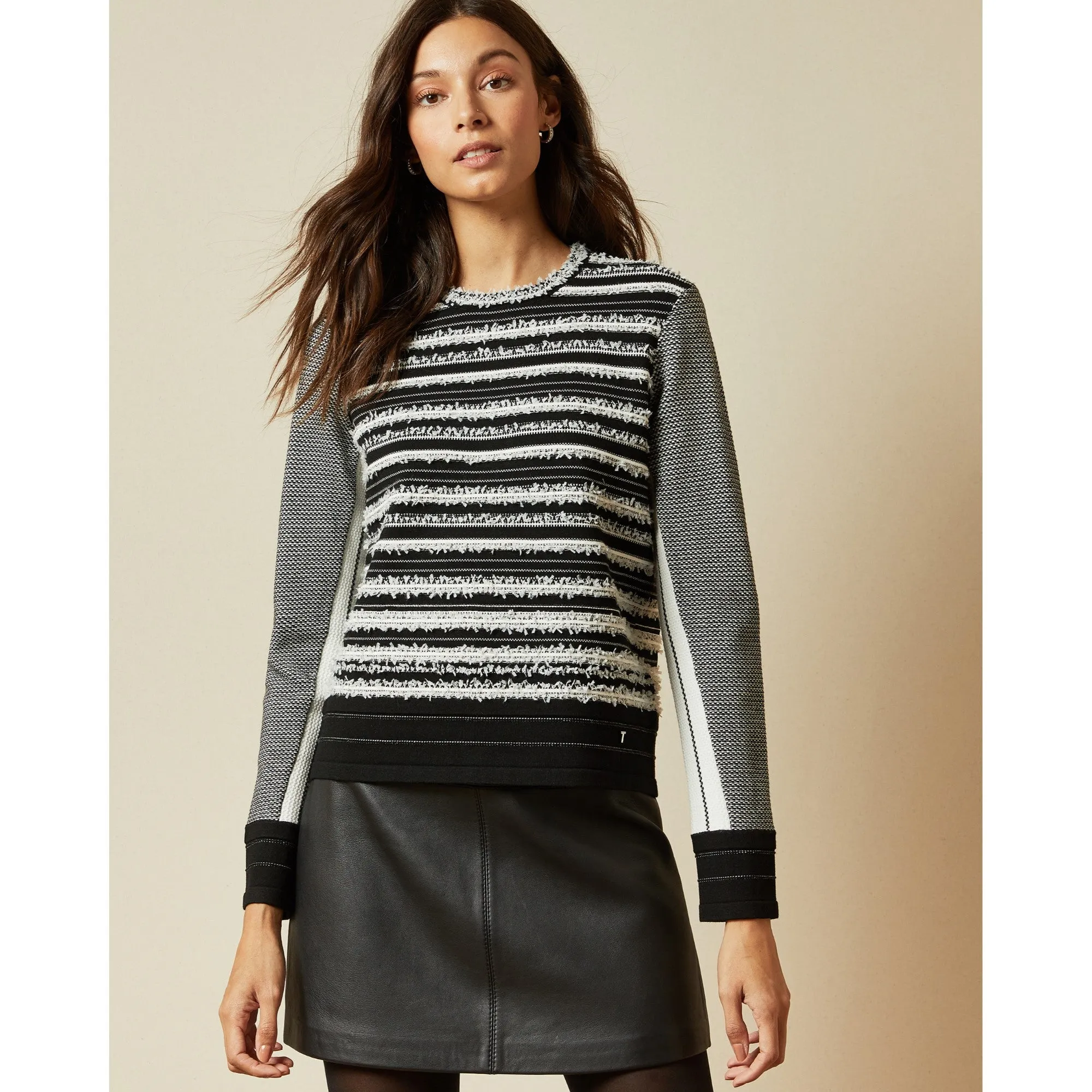 Women Peniiy-Textured Stripe Jumper - Black