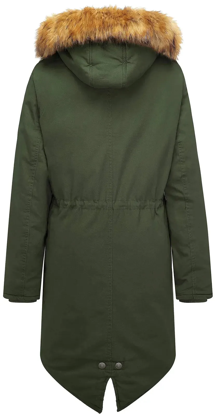Women's Armey Green Medium Winter Long Hooded Thickened Sherpa Fleece