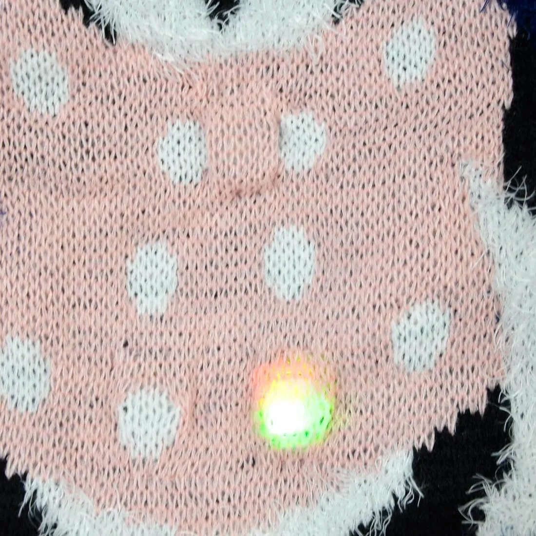 Womens Christmas Jumper Flashing Lights Penguin Pink Blue