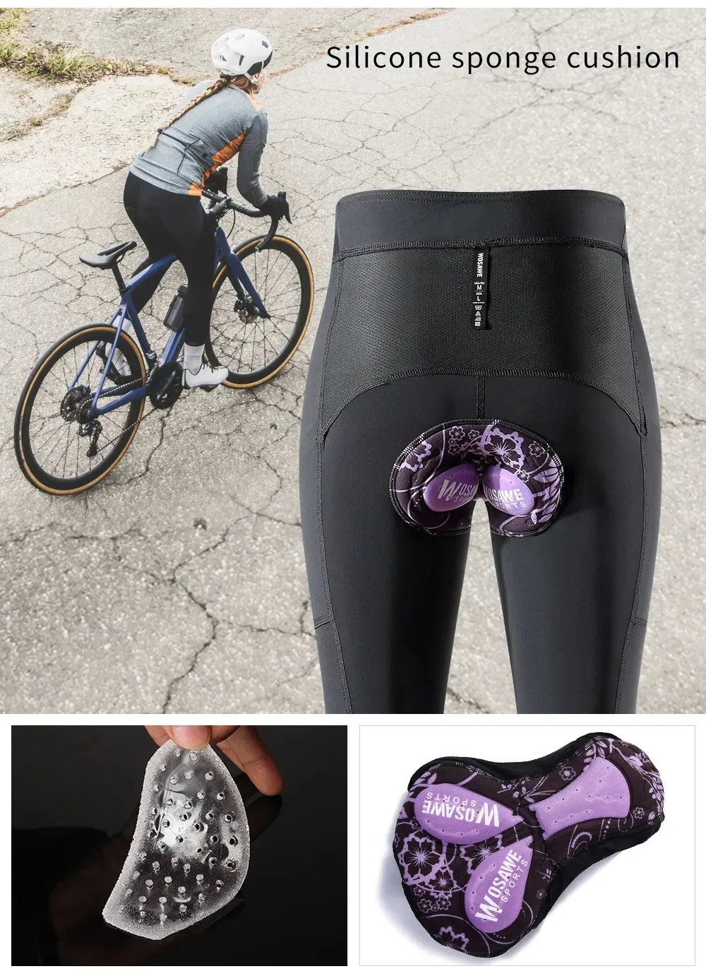 Women's Cycling Pants Summer Bicycle Long Pants MTB Bike Tights with Shockproof 3D Padded Riding Leggings Sports Trousers