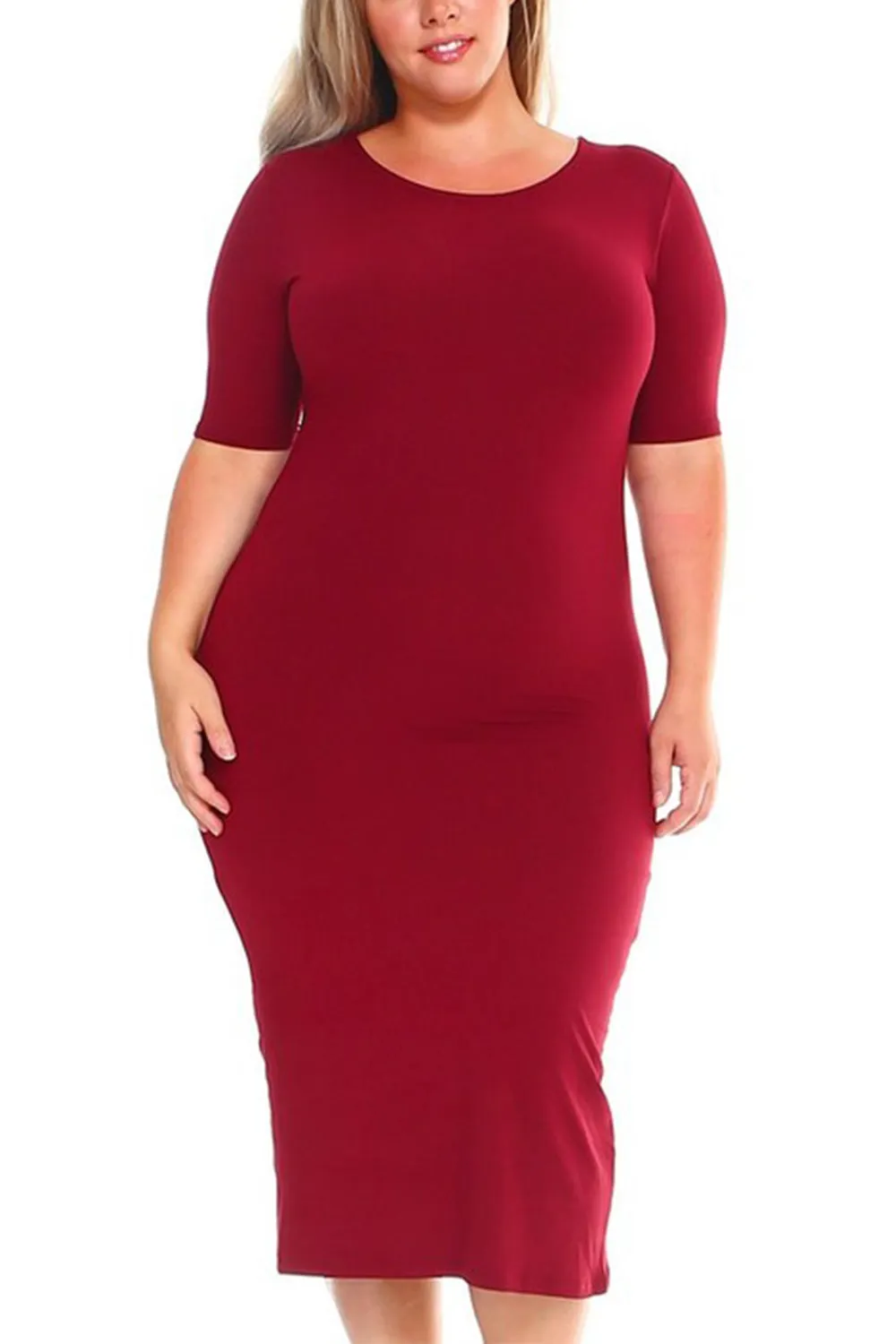 Womens Plus Size Short sleeve Silhouette Body-Con Dress