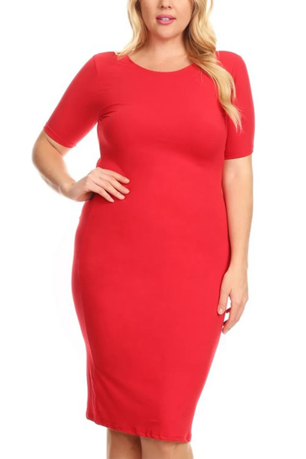 Womens Plus Size Short sleeve Silhouette Body-Con Dress