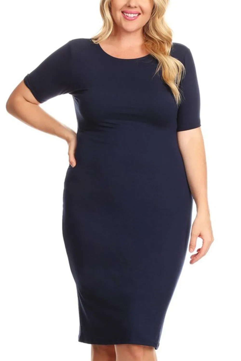 Womens Plus Size Short sleeve Silhouette Body-Con Dress