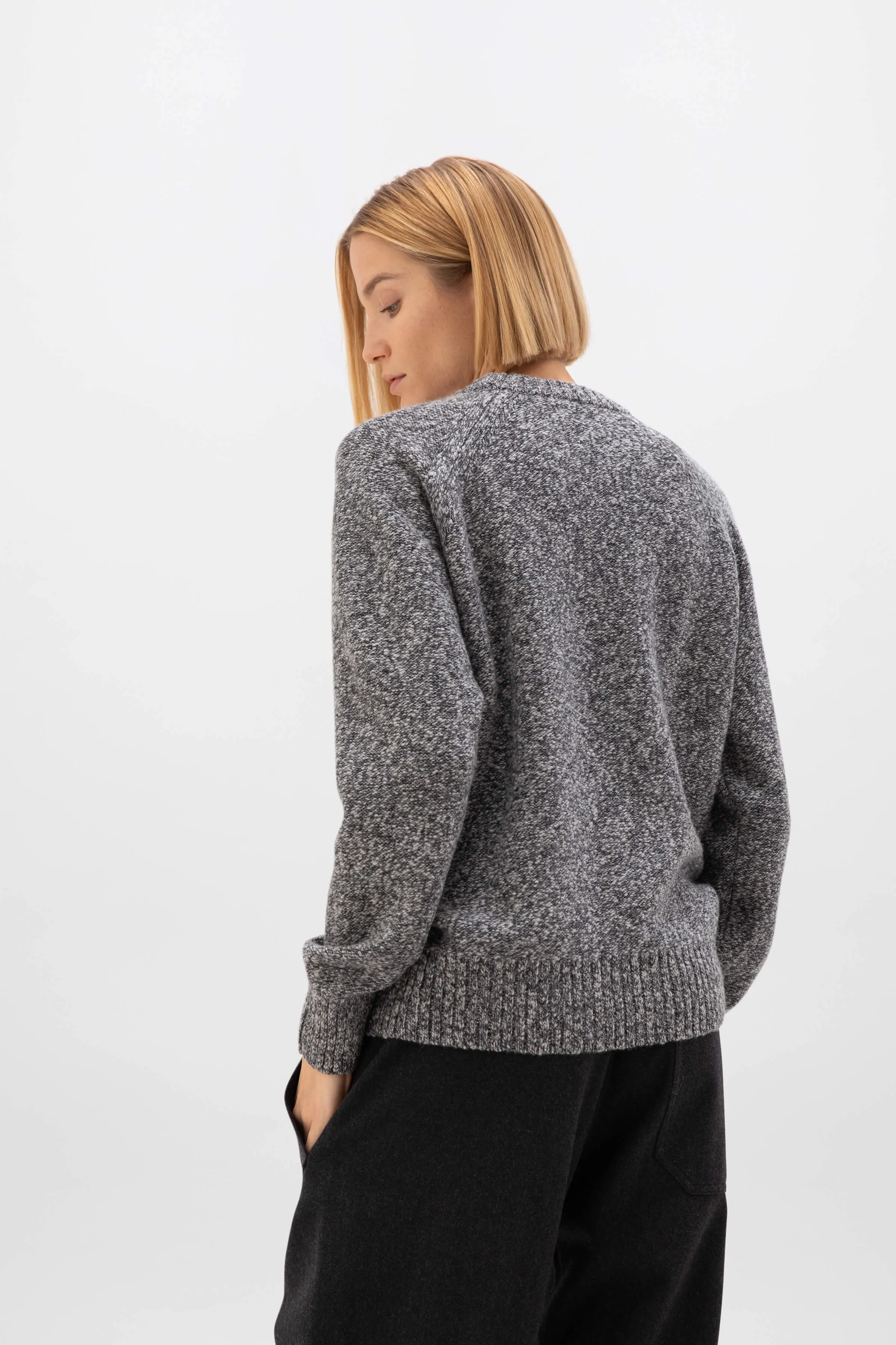 Wool Cashmere Slub Crew Neck
