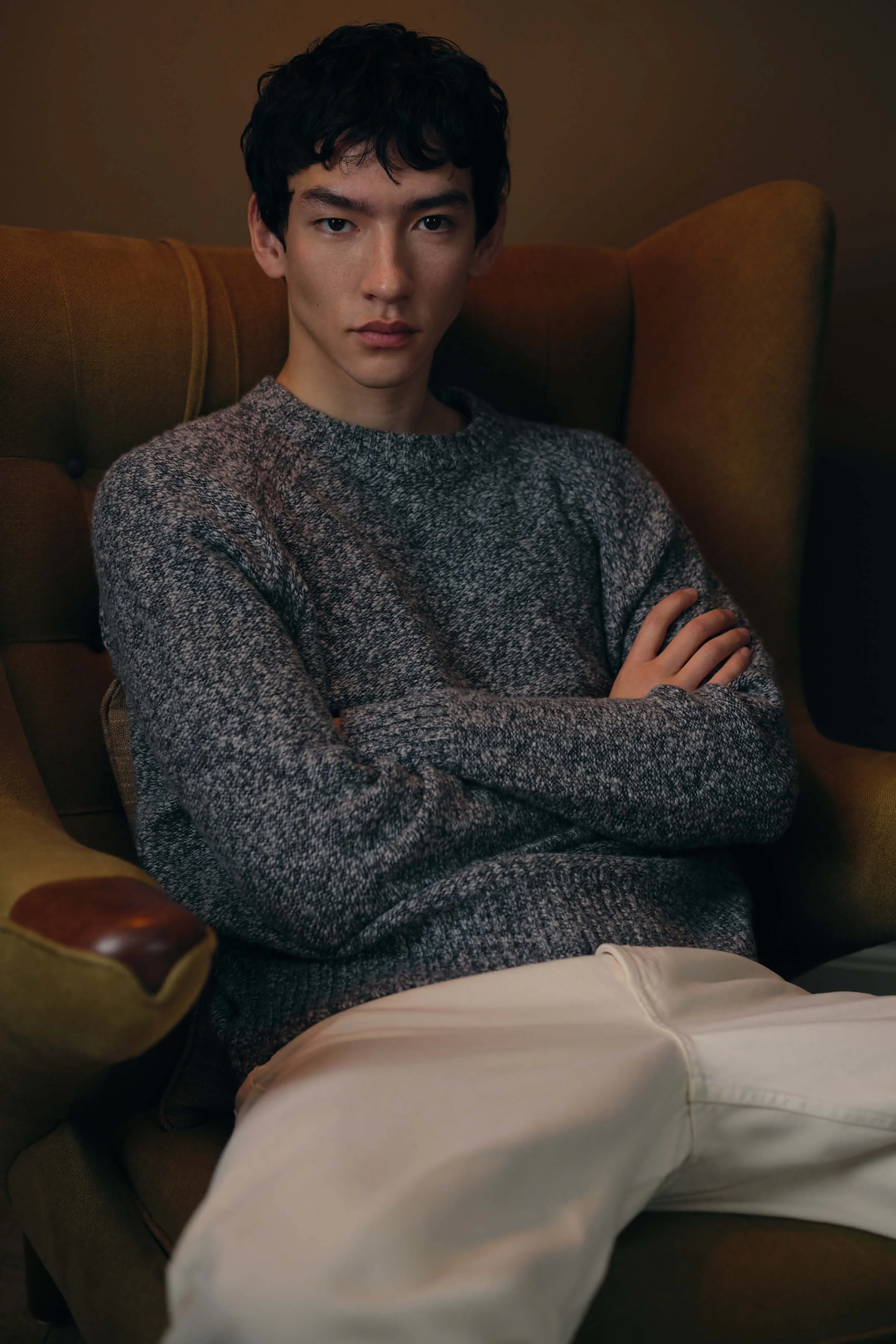 Wool Cashmere Slub Crew Neck