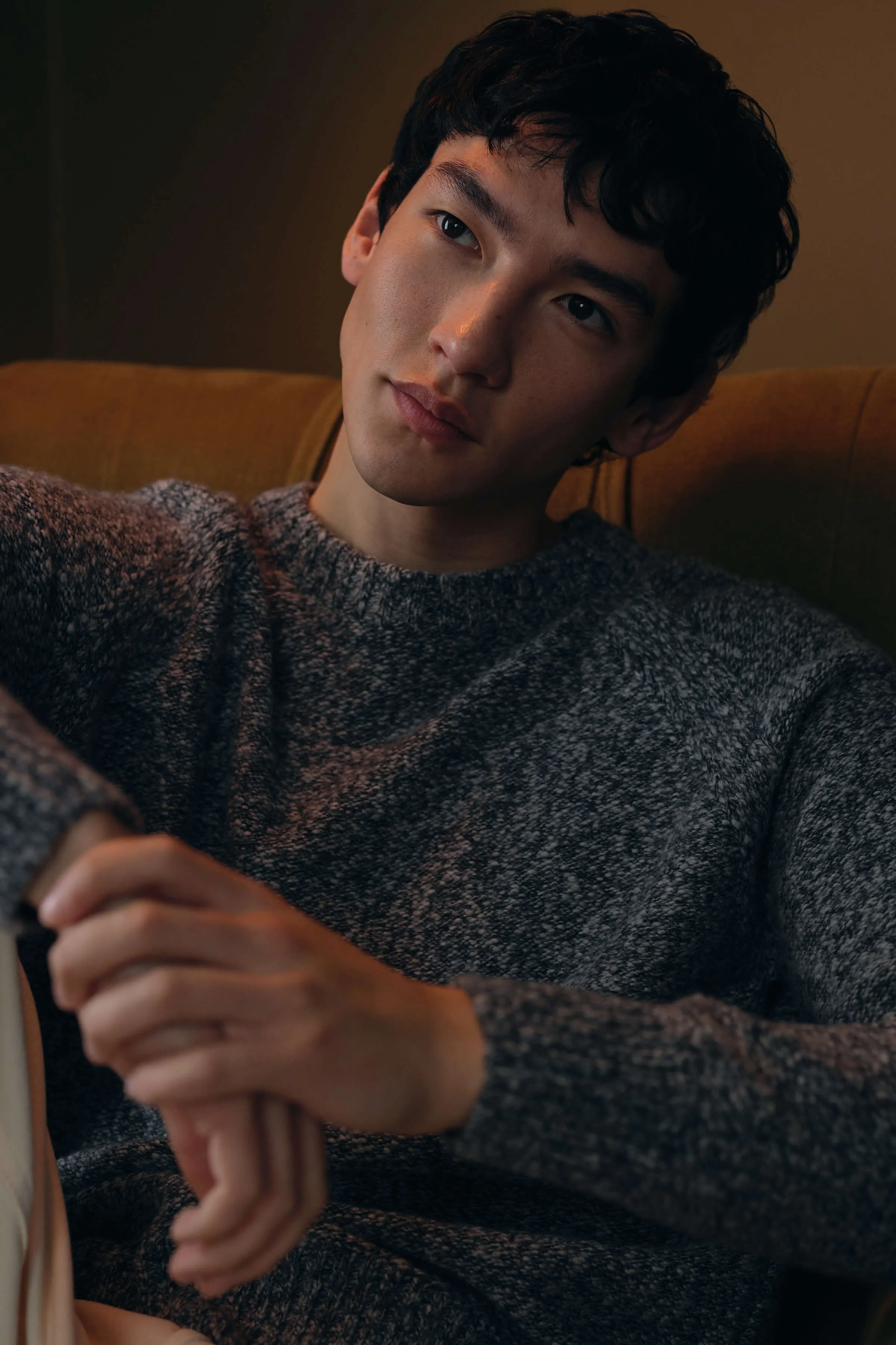 Wool Cashmere Slub Crew Neck