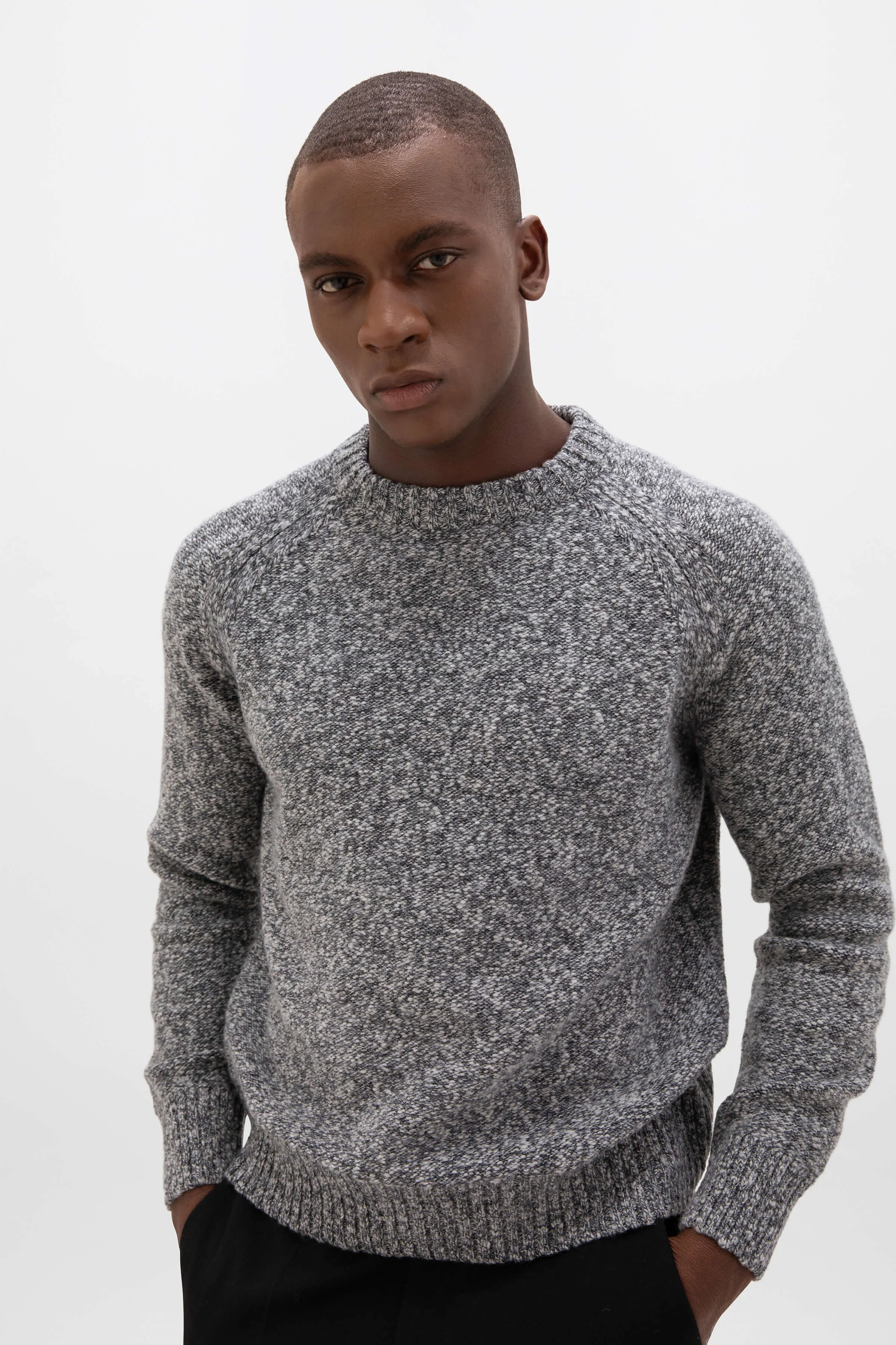 Wool Cashmere Slub Crew Neck