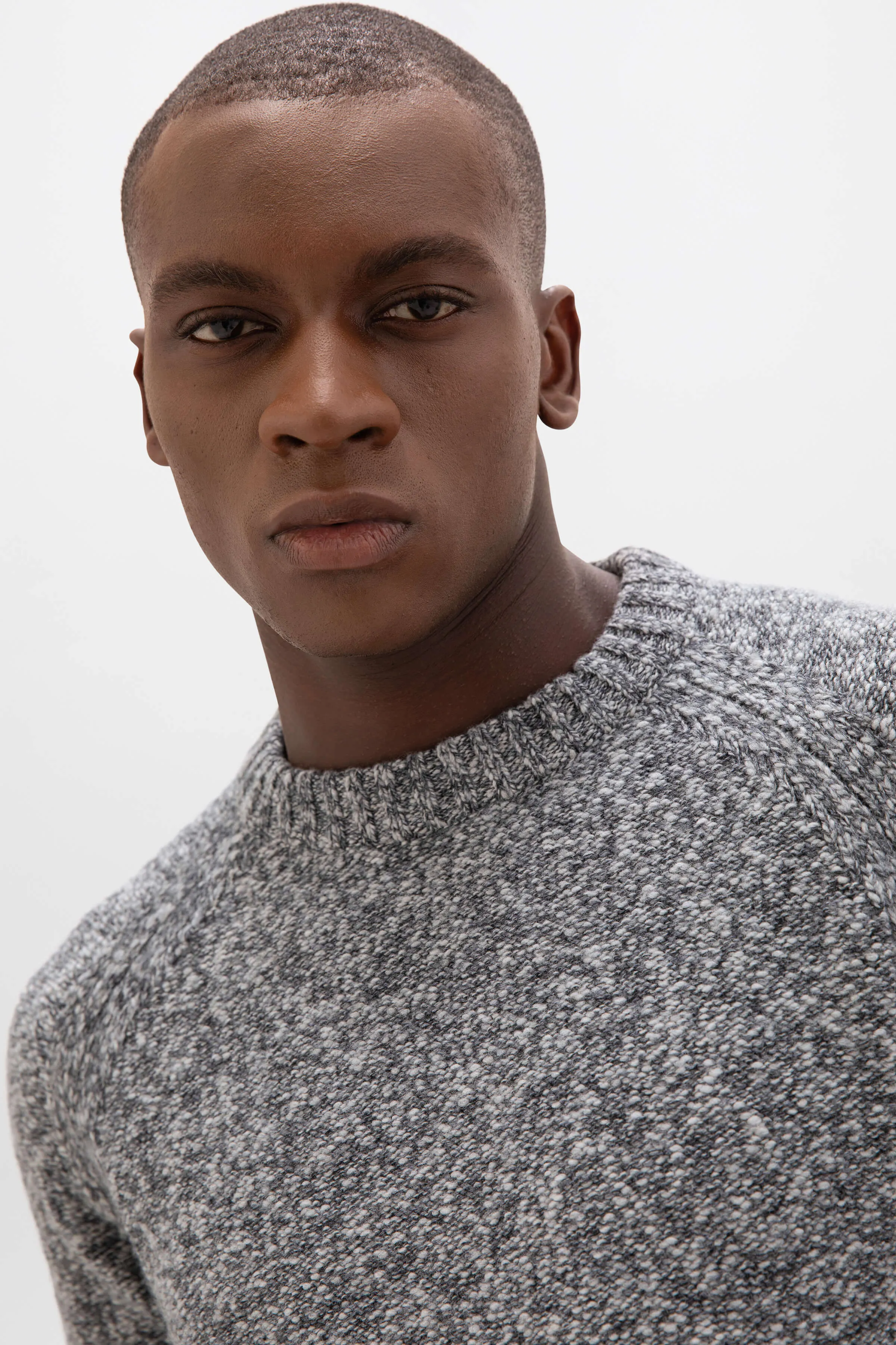 Wool Cashmere Slub Crew Neck