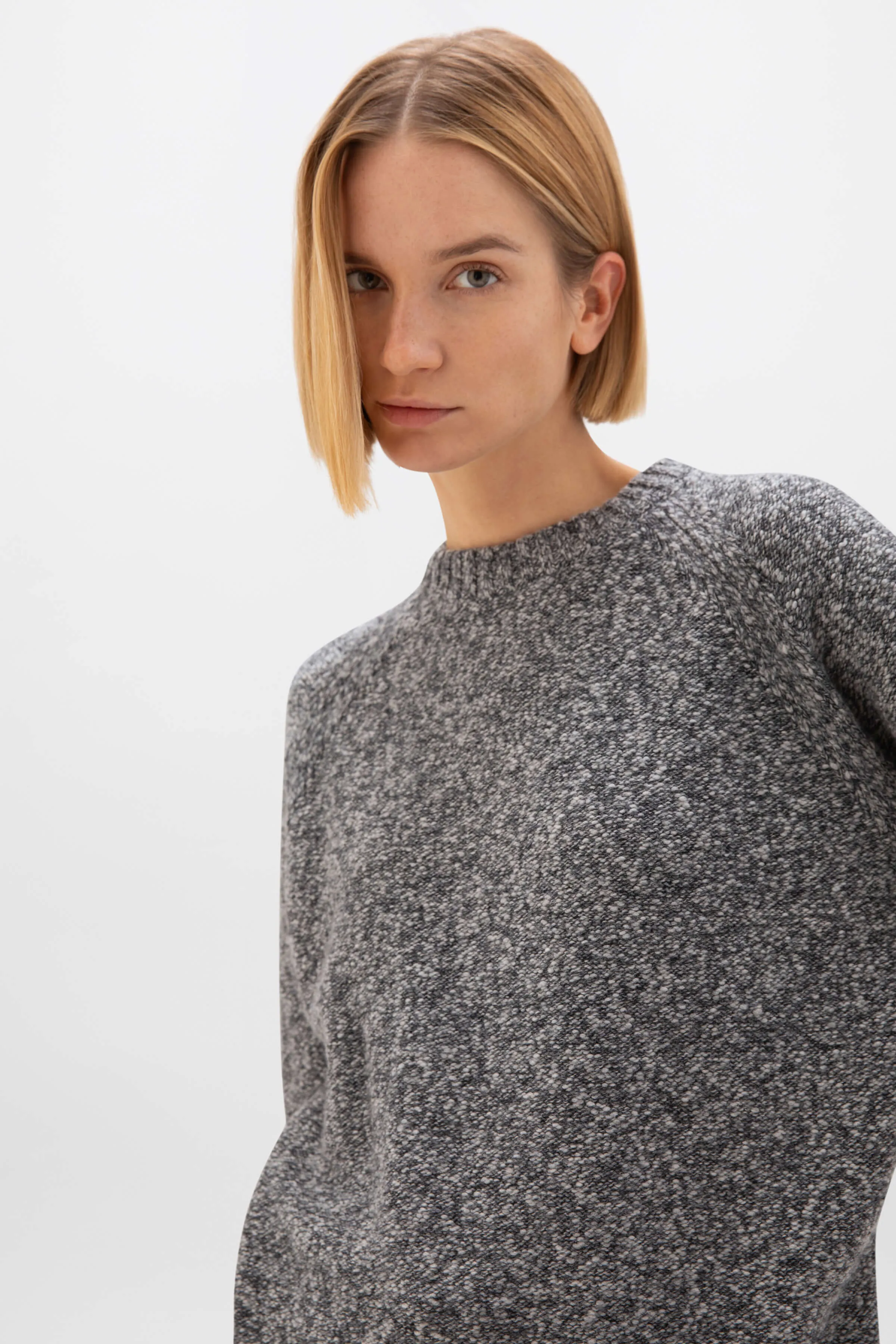 Wool Cashmere Slub Crew Neck