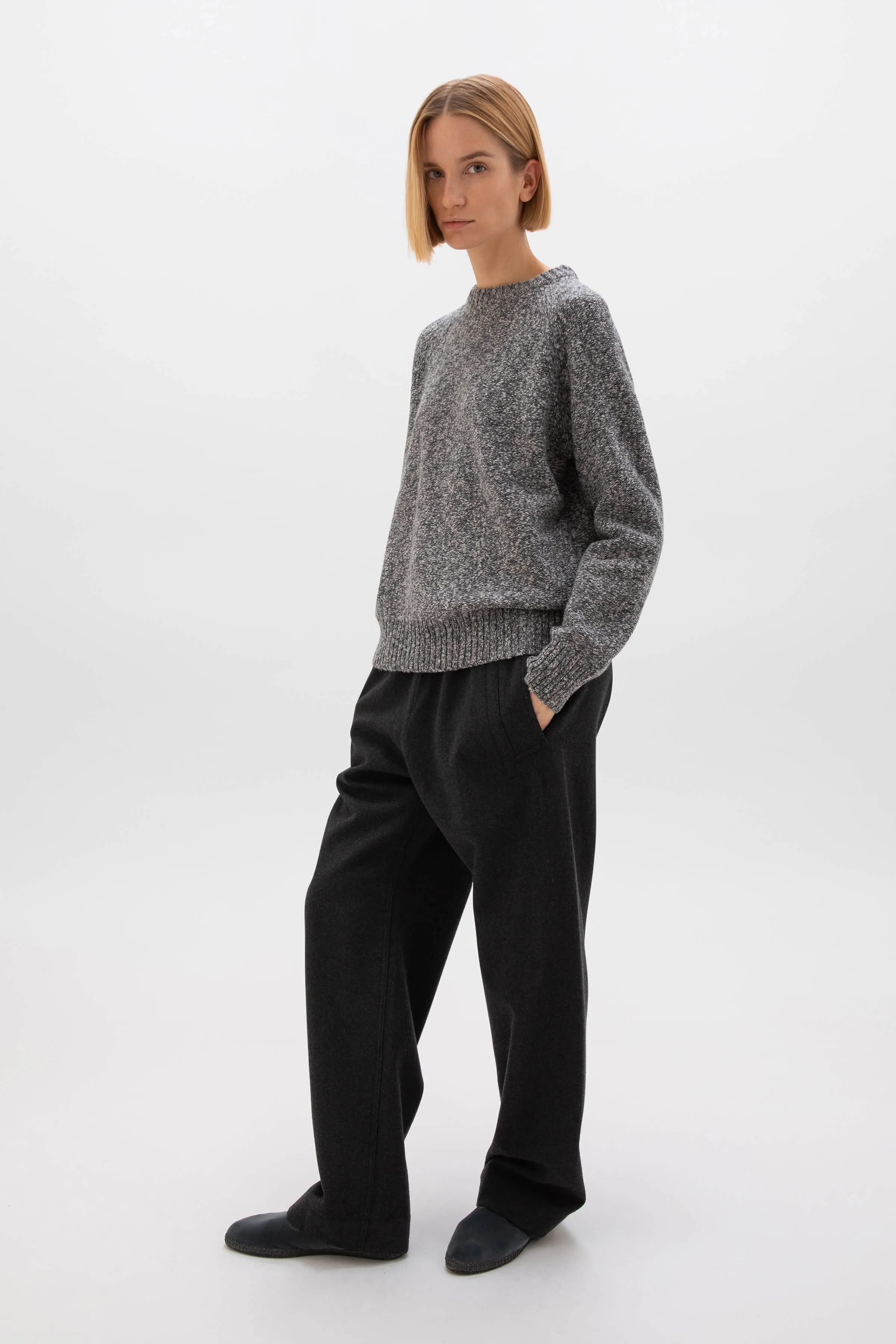 Wool Cashmere Slub Crew Neck